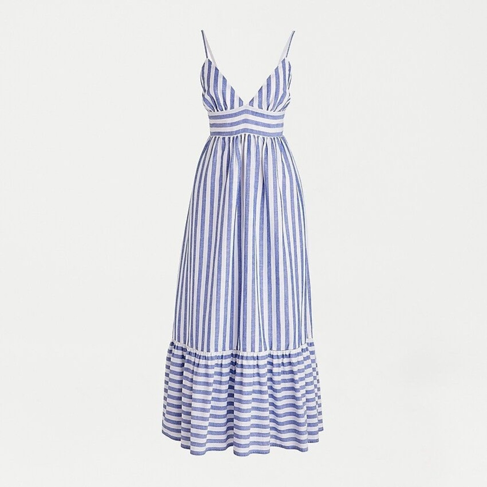 NWT J Crew V Neck Striped Midi Dress